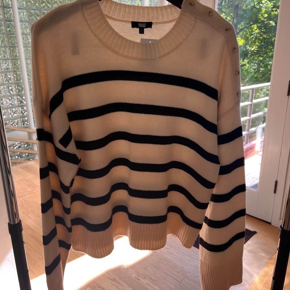 PAIGE Striped Cream and Black Sweater